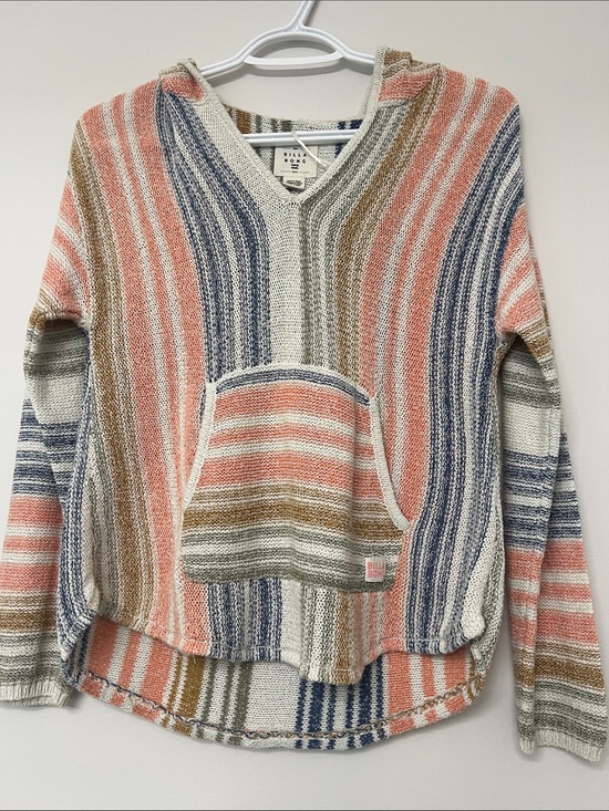 Billabong Other - Billabong Coral, Blue & Tan Striped V-Neck Knit Hoodie